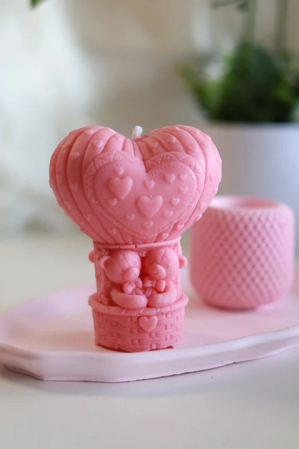 Teddy Bear in Heart Balloon Candle 5x4 inches