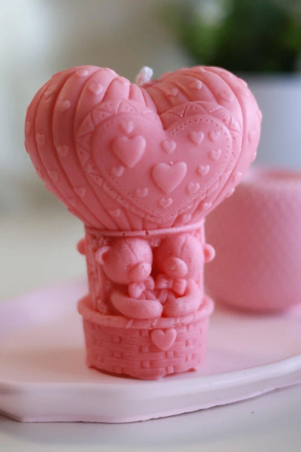 Teddy Bear in Heart Balloon Candle 5x4 inches