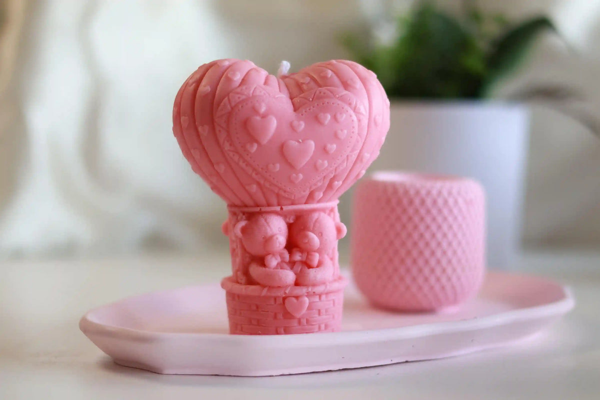 Teddy Bear in Heart Balloon Candle 5x4 inches