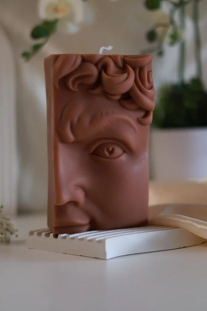 Half Head Sculpture of David Candle 6.5x4 inches