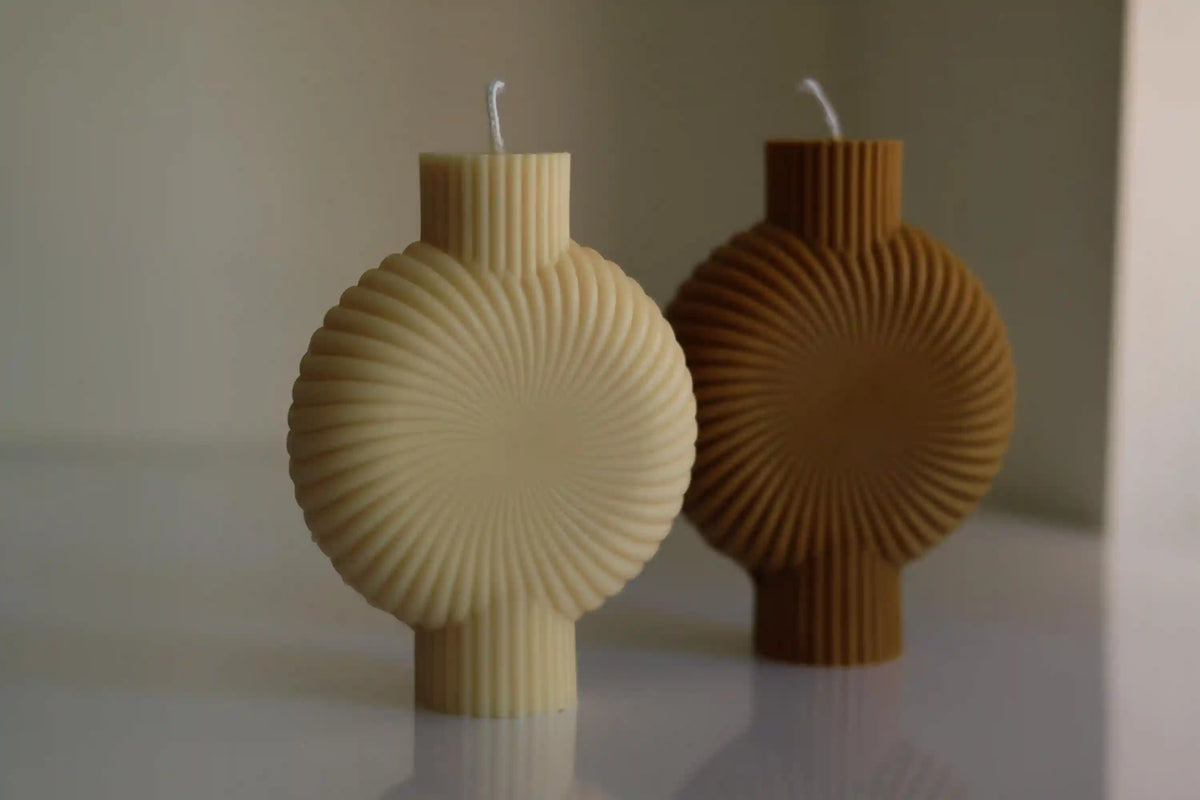 Round Ribbed Pillar Candle 6x4.5 inches