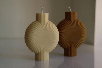 Round Ribbed Pillar Candle 6x4.5 inches