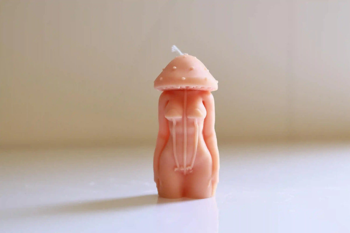 Mushroom Lady Candle 4.5x2 inches