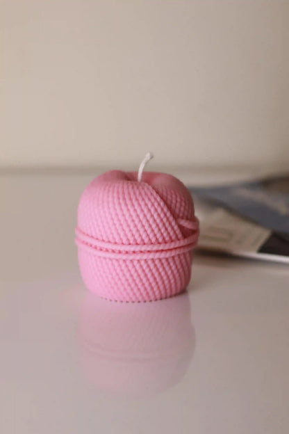 Small Yarn Macaron Candle 3x2.75 inches