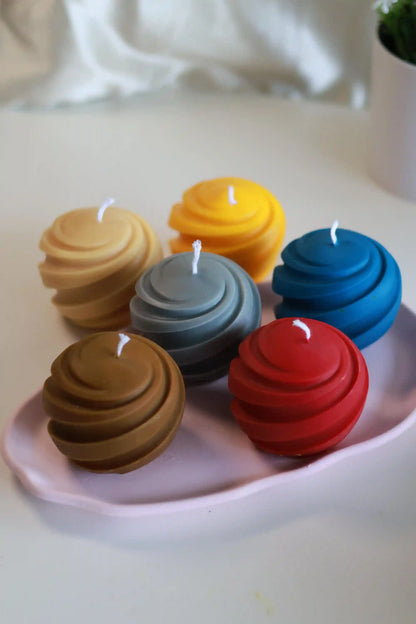 Spiral Ball Candle 3x3 inches
