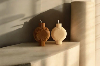 Round Ribbed Pillar Candle 6x4.5 inches