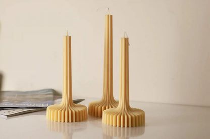Set of 2 Stripe Vase Column Candle