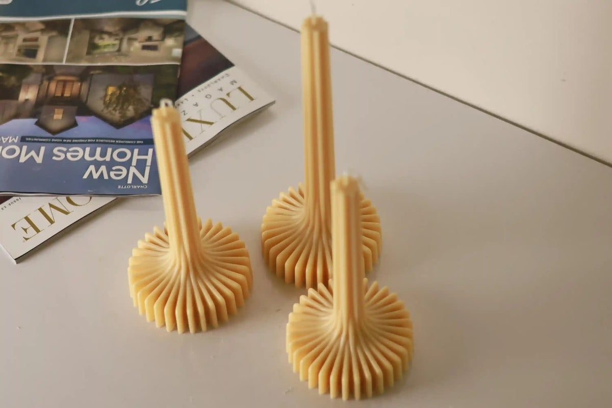 Set of 2 Stripe Vase Column Candle