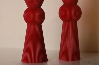 Set of 2 Chic Roman Ribbed Pillar Candle