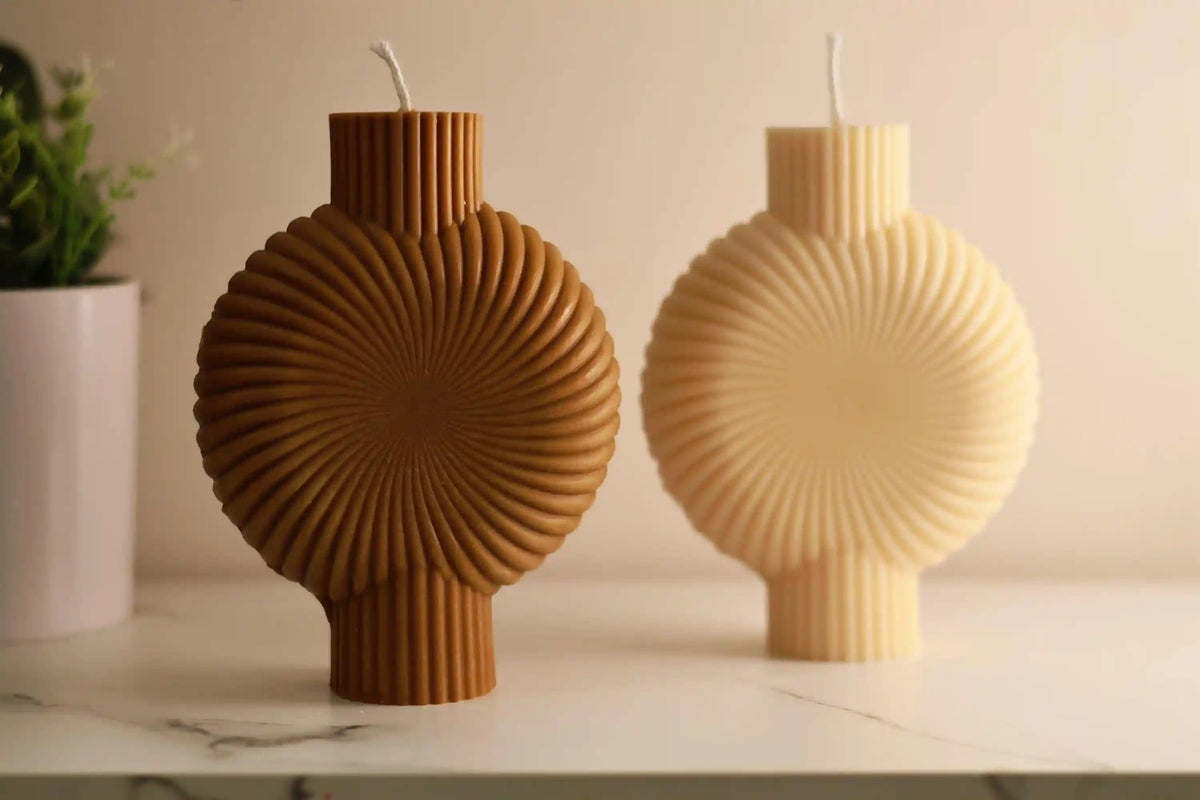 Round Ribbed Pillar Candle 6x4.5 inches
