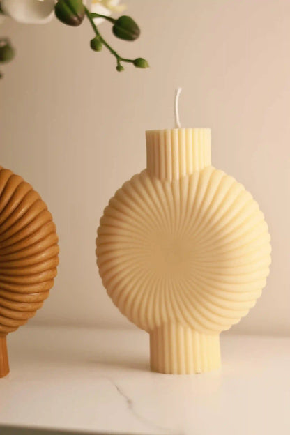 Round Ribbed Pillar Candle 6x4.5 inches
