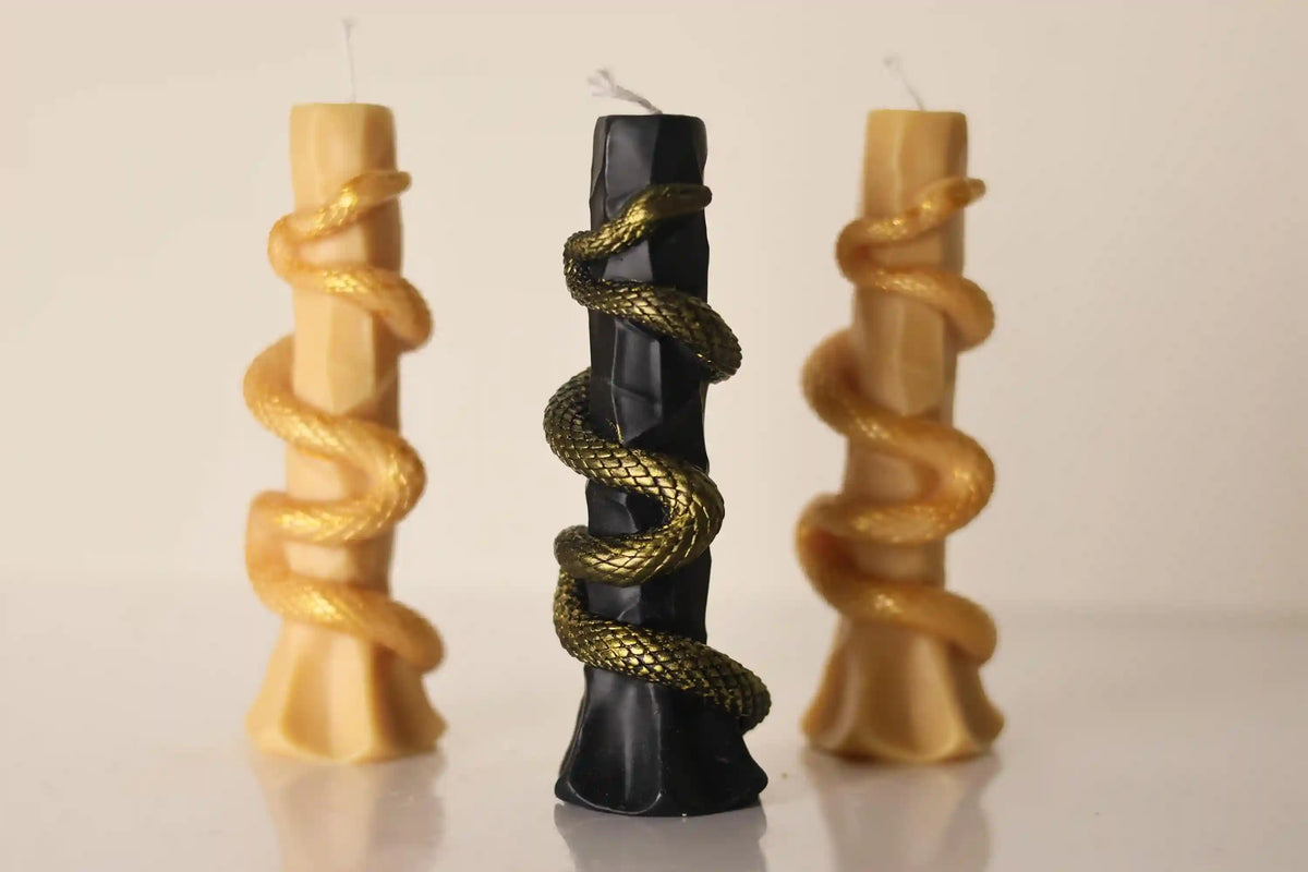 Gold Snake Spiral Candle 5x1.5 inches