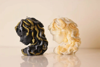 Medusa Candle with Gold Snakes 6x6 inches