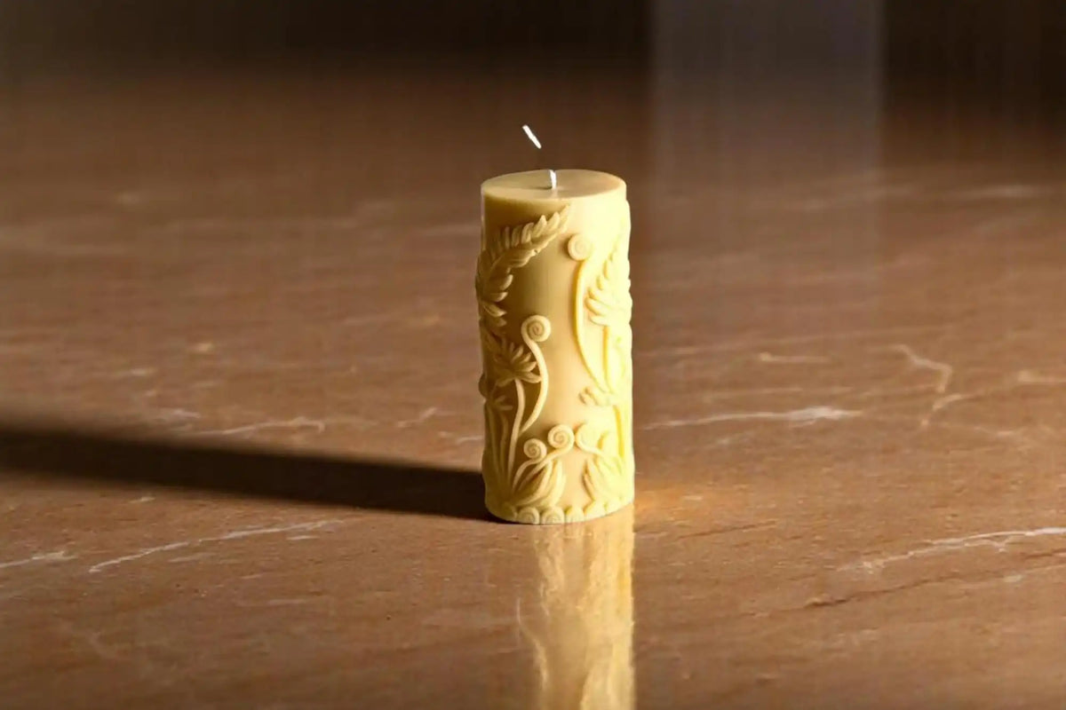 Chic Flower Pillar Candle 4.5x2 inches