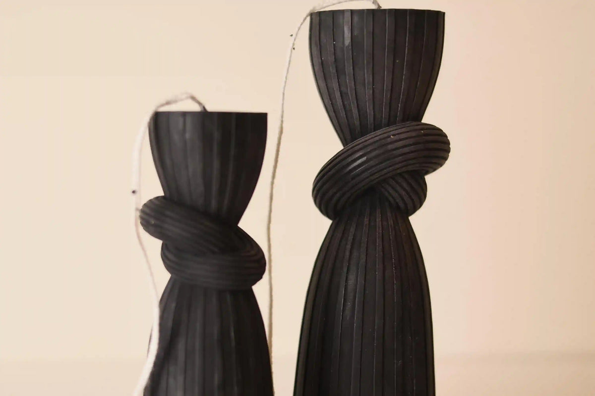 Set of 2 Cylindrical Knot Pillar Candle