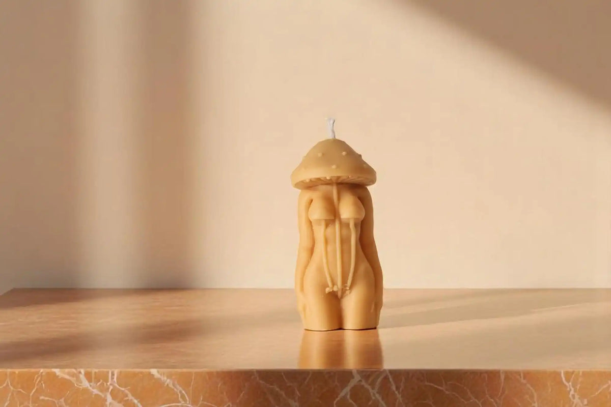 Mushroom Lady Candle 4.5x2 inches