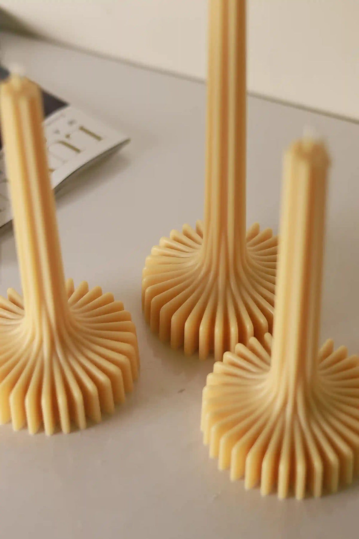 Set of 2 Stripe Vase Column Candle