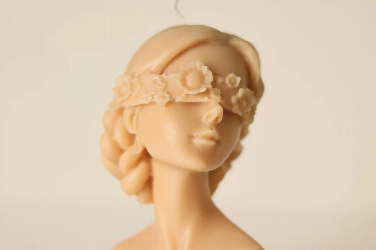 Large Blindfolded Lady Candle 5x2.5 inches