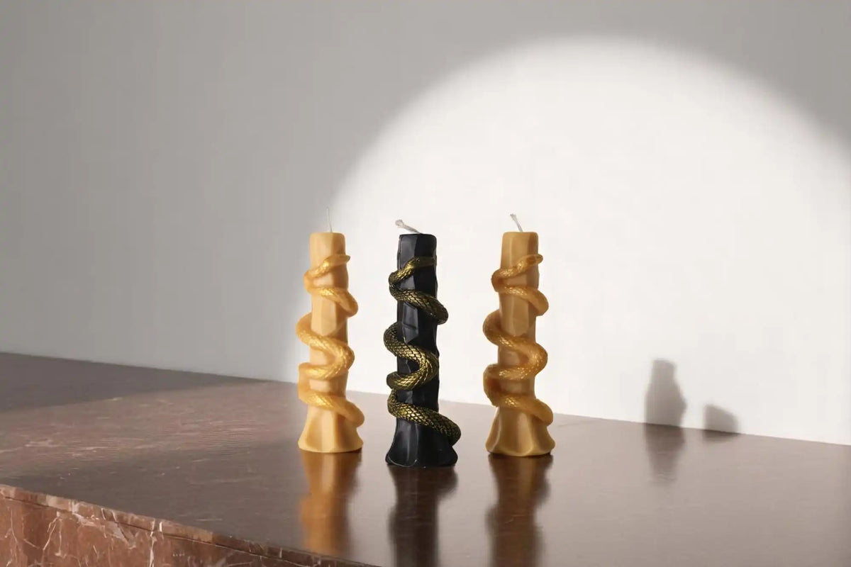 Gold Snake Spiral Candle 5x1.5 inches
