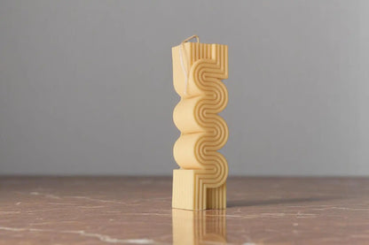 Large Ribbed Pillar Candle 8.5x2.5 inches