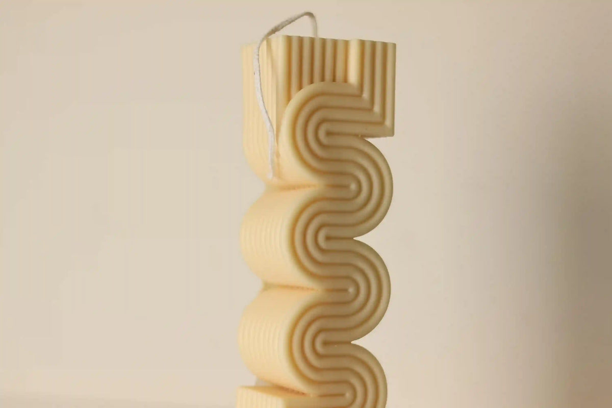 Large Ribbed Pillar Candle 8.5x2.5 inches