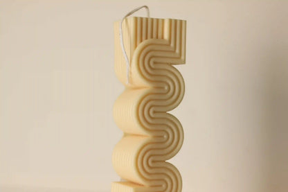 Large Ribbed Pillar Candle 8.5x2.5 inches