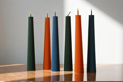 Stylish Ribbed Taper Candle 9x1.5 inches