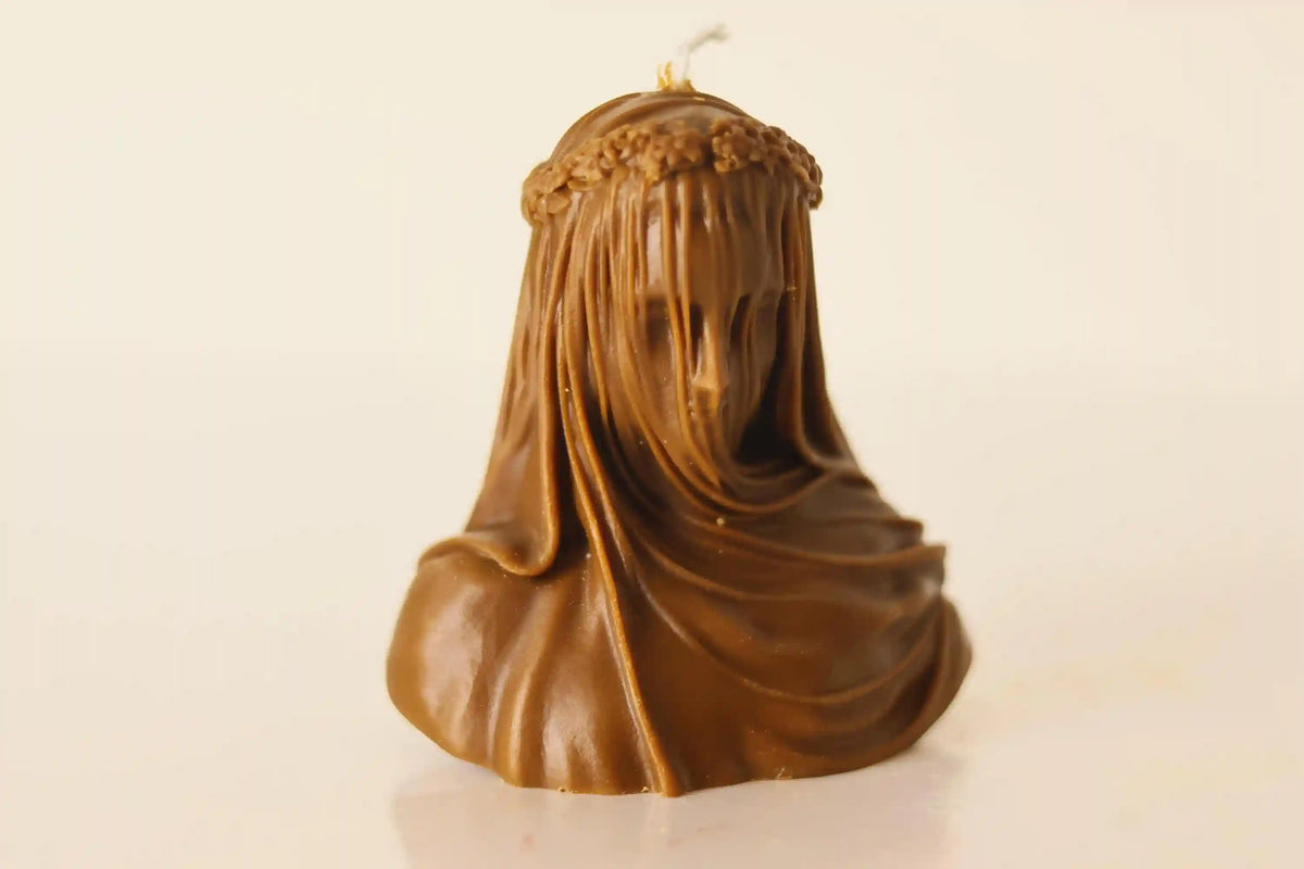 Small Virgin Veiled Lady Candle 3.5x3 inches