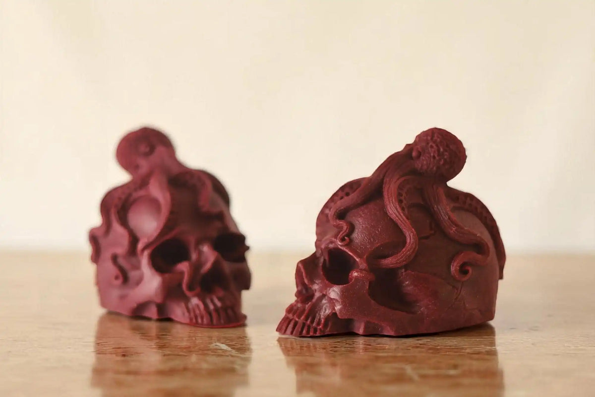 Skull with Octopus Candle 3.5x3.5 inches