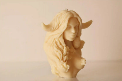 Goddess Candle with Horns 6.5x5 inches