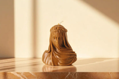 Small Virgin Veiled Lady Candle 3.5x3 inches