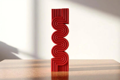 Large Ribbed Pillar Candle 8.5x2.5 inches