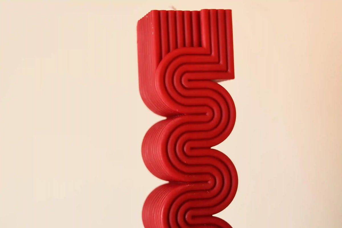 Large Ribbed Pillar Candle 8.5x2.5 inches