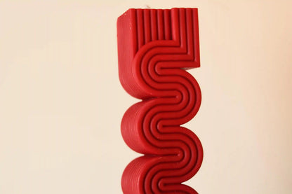 Large Ribbed Pillar Candle 8.5x2.5 inches