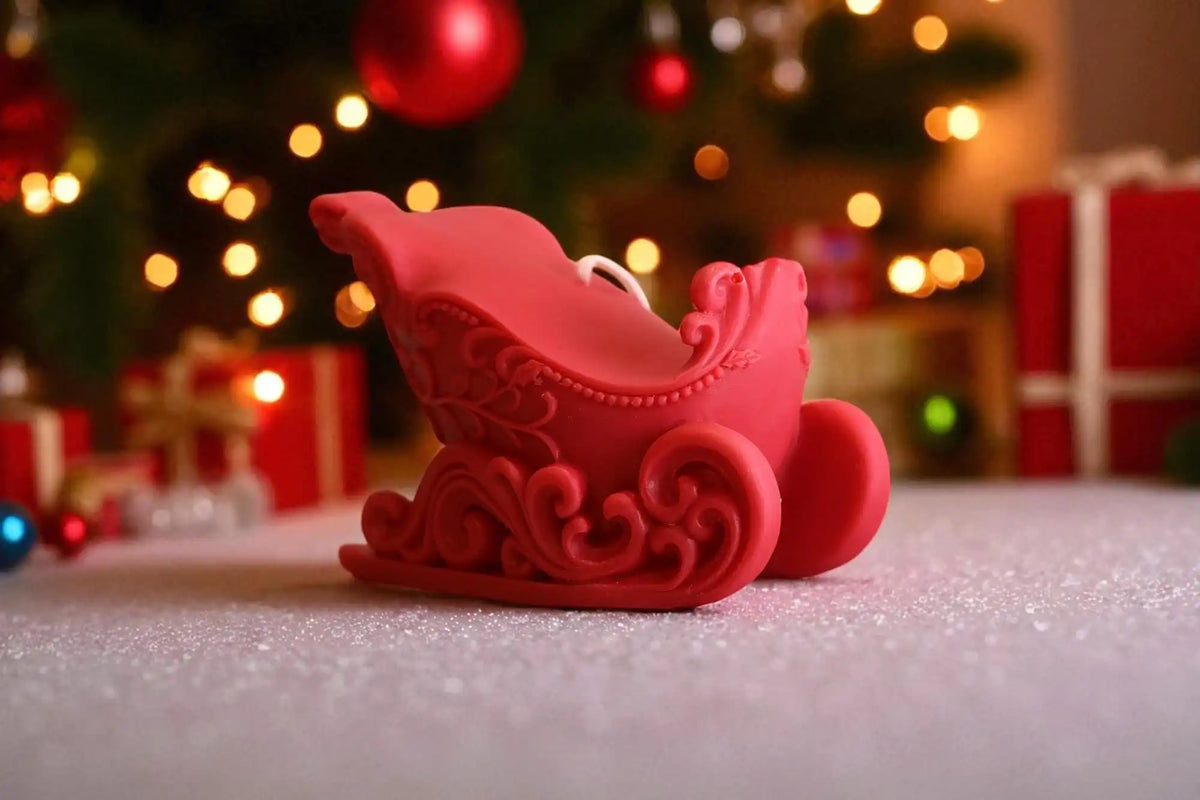 Large Christmas Sleigh Candle 4x5 inches