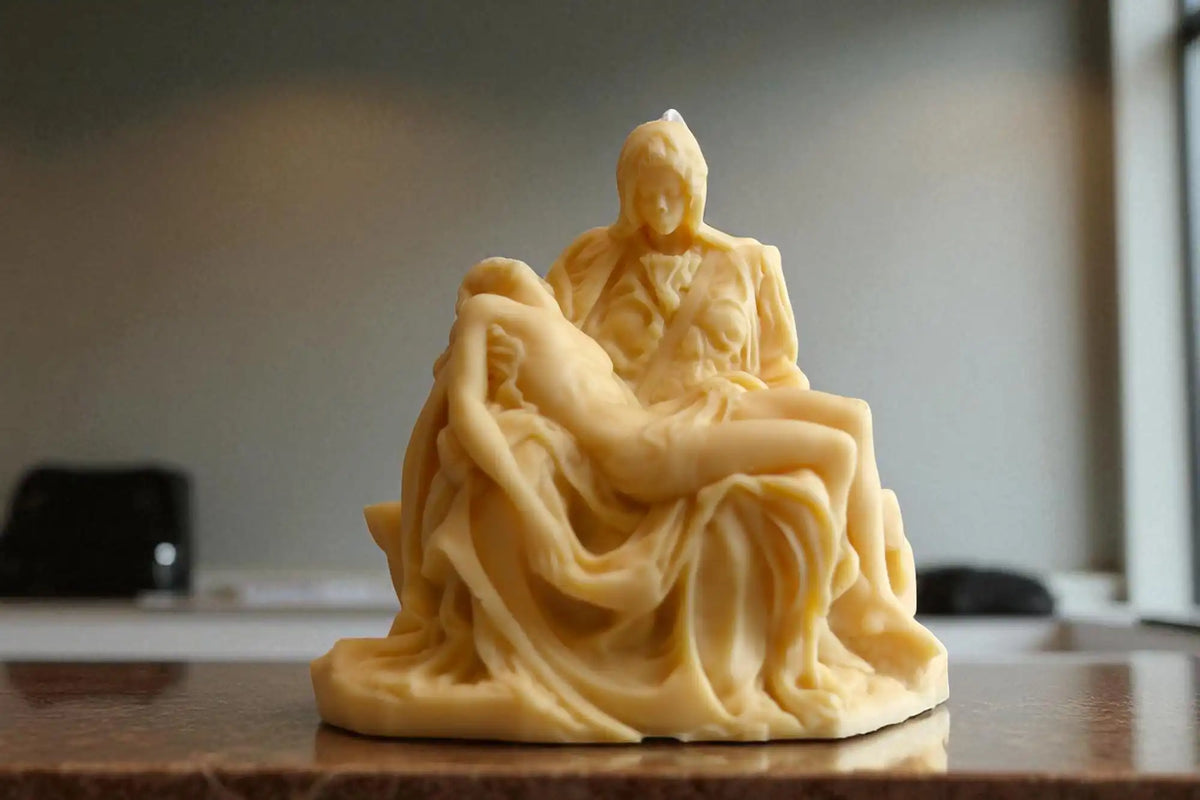 Italian Pieta Statue Candle 5.5x6 inches