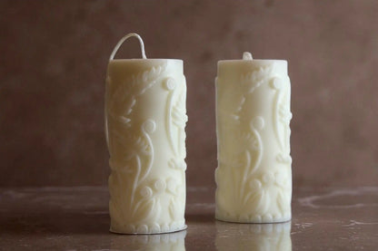 Chic Flower Pillar Candle 4.5x2 inches