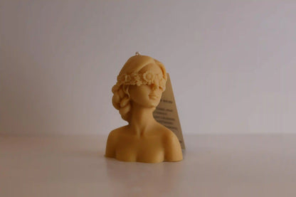 Small Blindfolded Lady Candle 3.5x3 inches