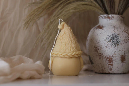 Knitted Gnome Candle 5x3.5 inches
