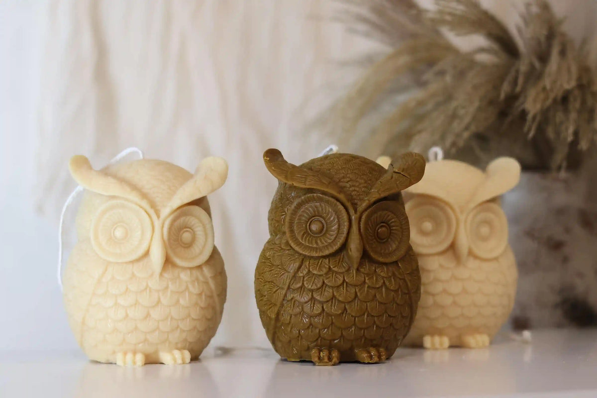 Large Owl Candle 4.5x4 inches