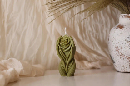 Hands Holding Rose Candle 4x1.5 inches