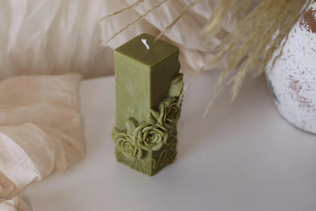 Rose Pillar Candle 4.75x1.5 inches