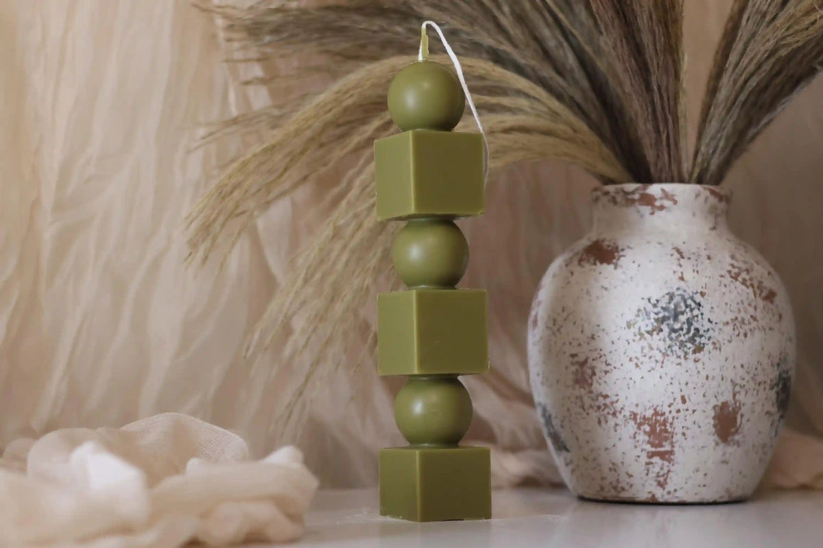 Geometric Tower Candle 8x1.5 inches