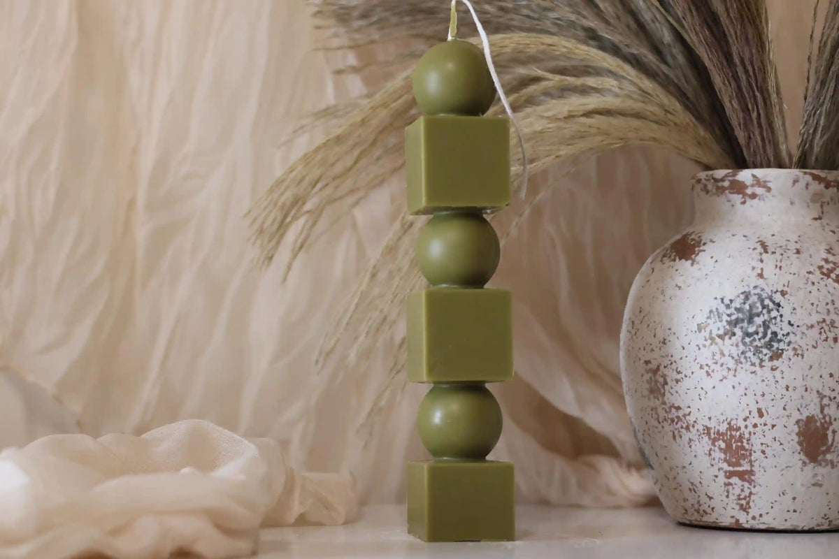 Geometric Tower Candle 8x1.5 inches