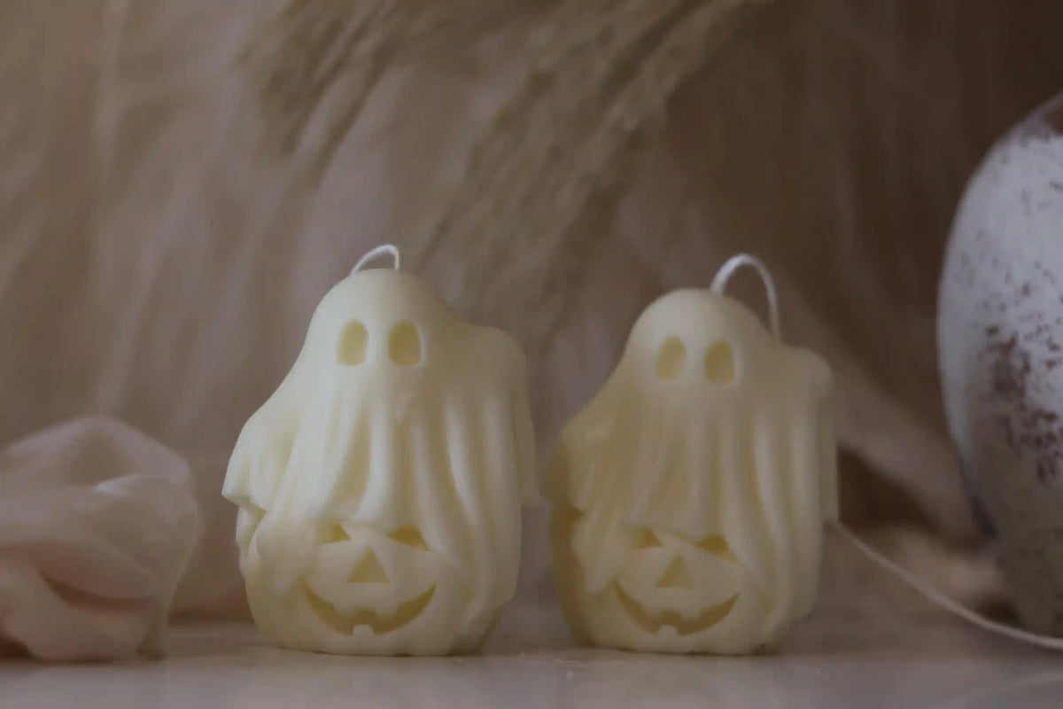 Pumpkin Ghost Candle 3.25x2.5 inches