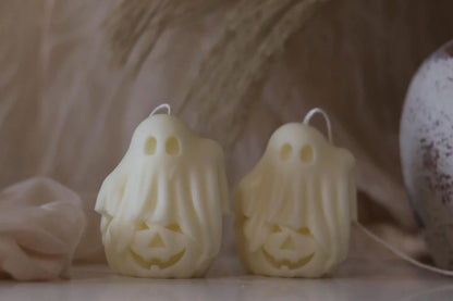 Pumpkin Ghost Candle 3.25x2.5 inches