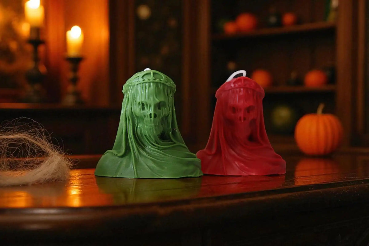 Small Veiled Death Candle 3.5x3.5 inches