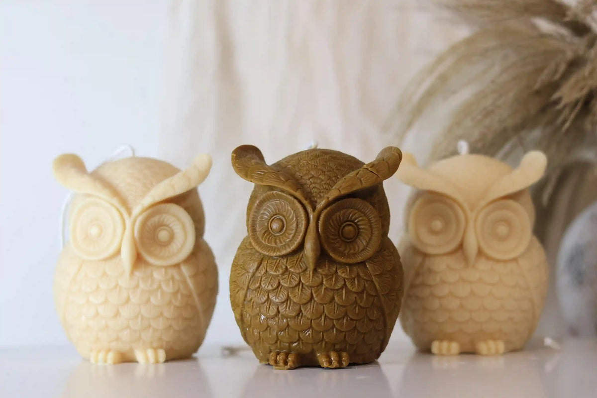 Large Owl Candle 4.5x4 inches
