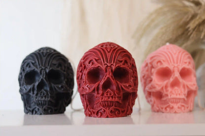 Huge Pattern Skull Candle 5x5 inches