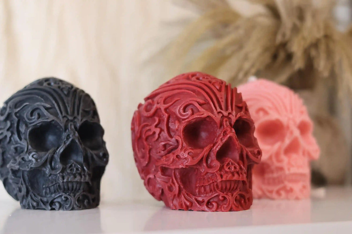 Huge Pattern Skull Candle 5x5 inches